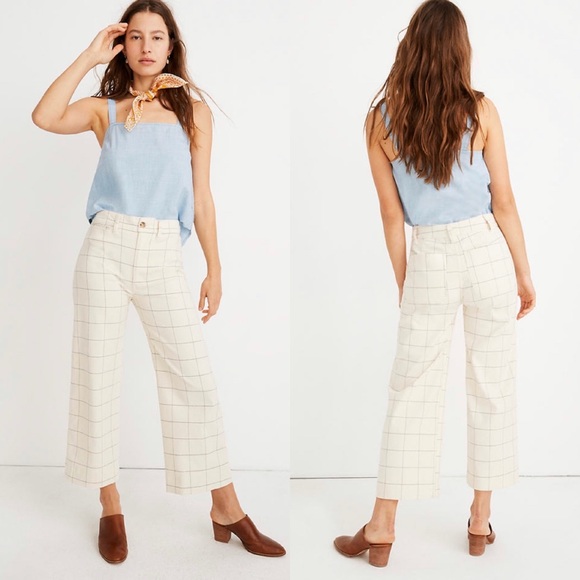Madewell Pants - MADEWELL Emmett Wide-Leg Crop Pants 30 Windowpane
